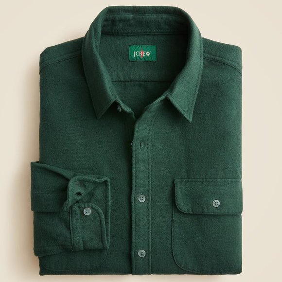 NWT J Crew Heavyweight Chamois Flannel Shirt in Hunting Green (Various Sizes)
